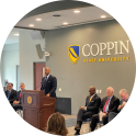 Speaker presenting at Coppin State University event